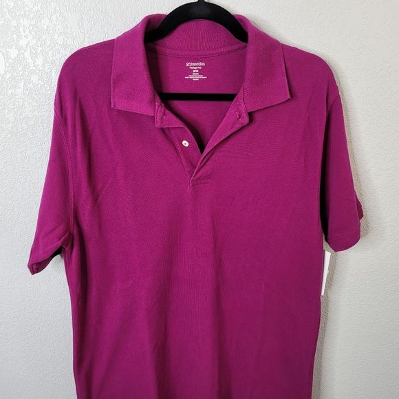 St. John's Bay Heritage Polo fushia magenta side vented heavy weight - Picture 3 of 7